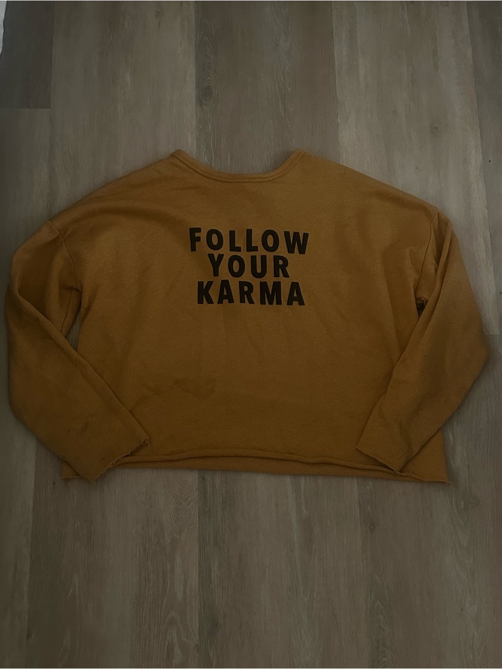 Designers Originals Mustard Yellow 'FOLLOW YOUR KARMA' Crewneck Sweater
